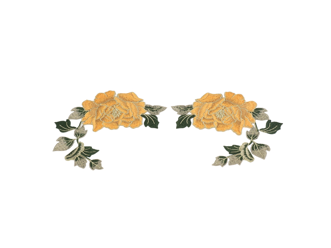 1 Par De Lindos Parches Bordados De Flores, Estampado Termoadhesivo, Para Ropa Diy, Amarillo