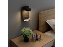 Kit con 2 apliques LED de pared para interiores con puerto USB, 12 W, 3 colores con intensidad ajustable, negro, ORBITRA COMMERCE (regulable)