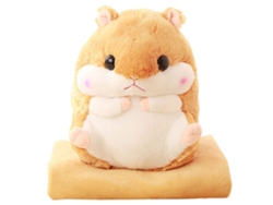 Manta Y Almohada De Peluche Suave 2 En 1 Con Diseño De Hámster - Decoración Para El Hogar, Regalo Para La Oficina