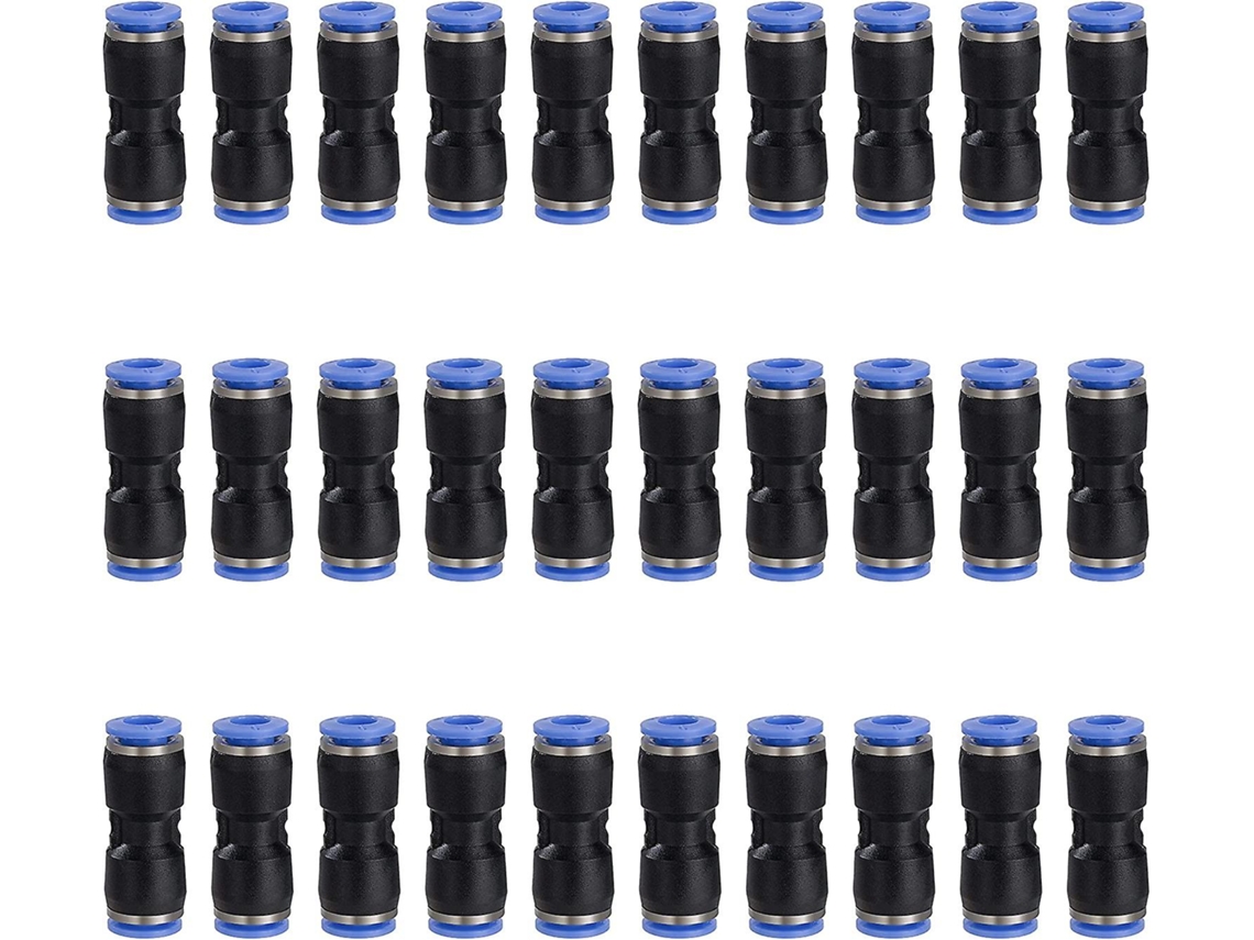 Conector Neumático Recto De 6mm Empuje Rápido, 30 Piezas De Fittings Plásticos Para Tuberías De Aire
