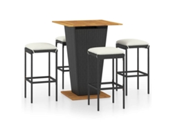 Maison Exclusive - Set De Muebles De Bar De Jardín 5 Pzas Y Cojines Ratán Pe Negro