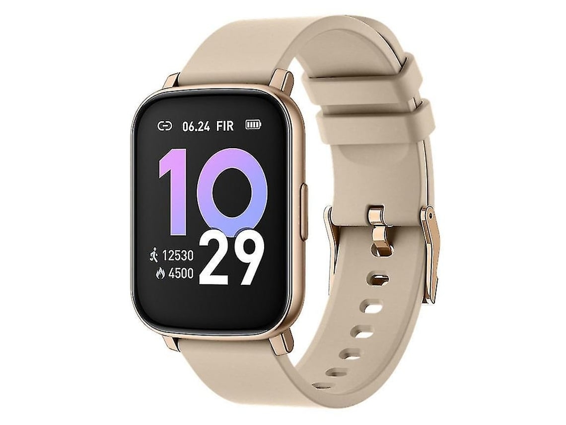 Reloj inteligente Yunzii para hombres y mujeres, 1,65 pulgadas, resistente al agua, IP68, reloj inteligente con monitor de frecuencia cardíaca, acabado dorado.