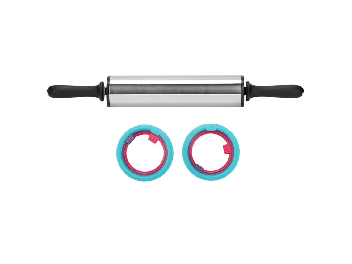 Rodillo De Acero Inoxidable Ajustable De 25 Cm Para Amasar, Accesorio De Cocina Con Anillos De Goma.