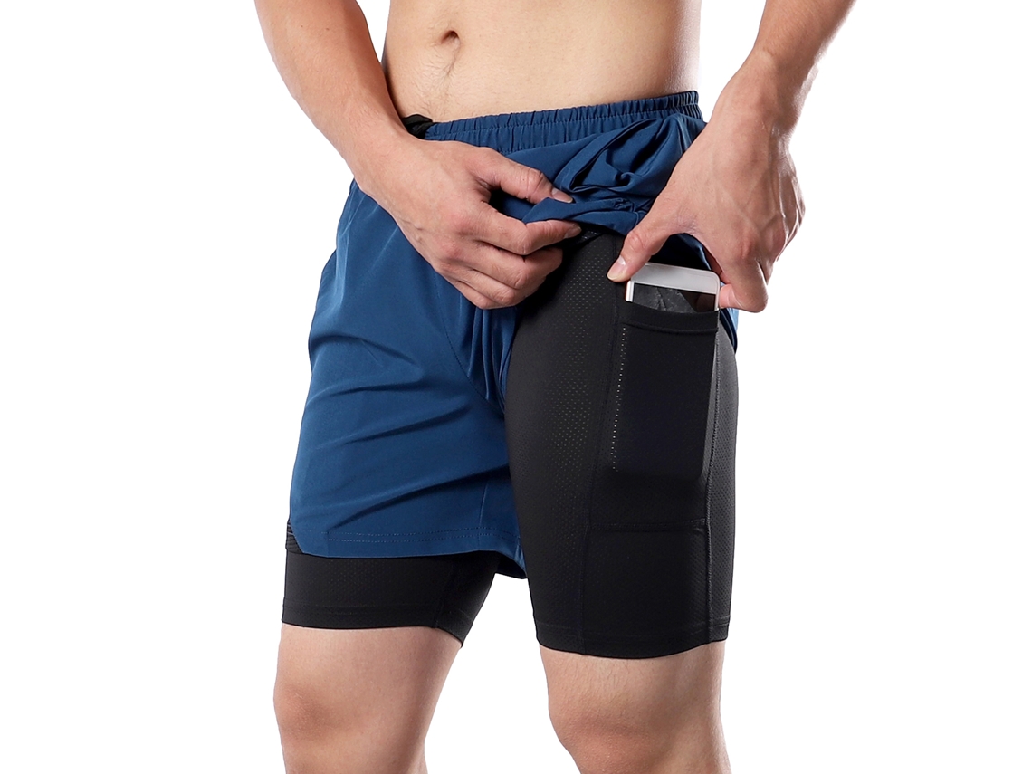 Pantalones Cortos De Running Para Hombre 2 En 1 Con Bucle Para Toalla Y Bolsillos Secado Rápido Para Gimnasio Y Entrenamiento