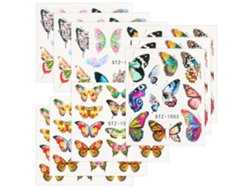 9 pegatinas de mariposas en blanco y negro para decoración de uñas NEVEANCE