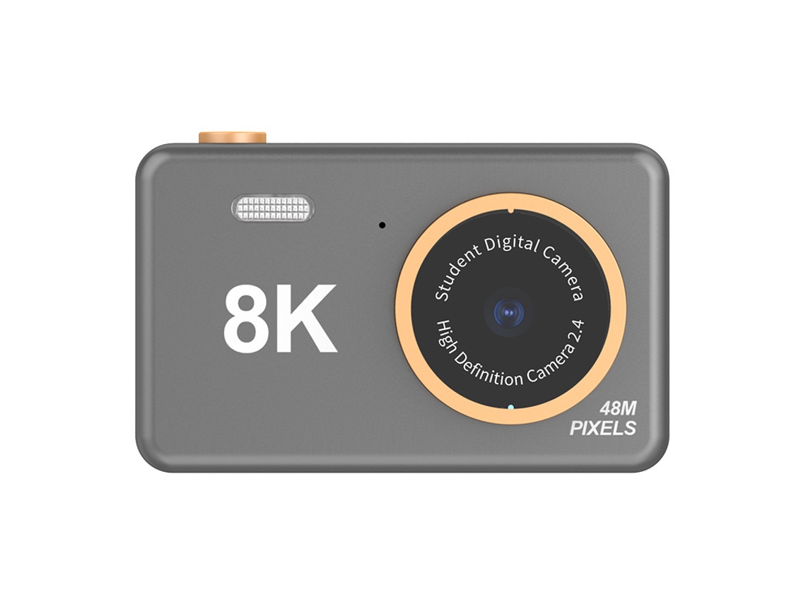 Cámara Digital H4 Hd 8k Compacta De 2.4 Pulgadas Con Ccd Dual Frontal Y Posterior, Color Gris Gertiz