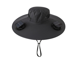 Sombrero Con Ventilador Solar (cuadrado, Gris Oscuro), Recargable, Parasol Para Pesca Al Aire Libre Y Protección Solar.