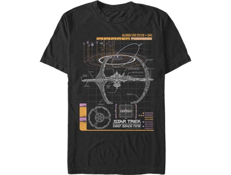 Camiseta Unisexo DEEPSTONE Bajoran Star System Star Trek Deep Space Nine Negro (XL)