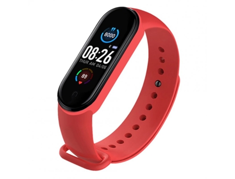 Smartwatch M5 Impermeable M Ritmo cardíaco Presión arterial Fitness Deportes Banda inteligente Compatible para iOS Android Rojo