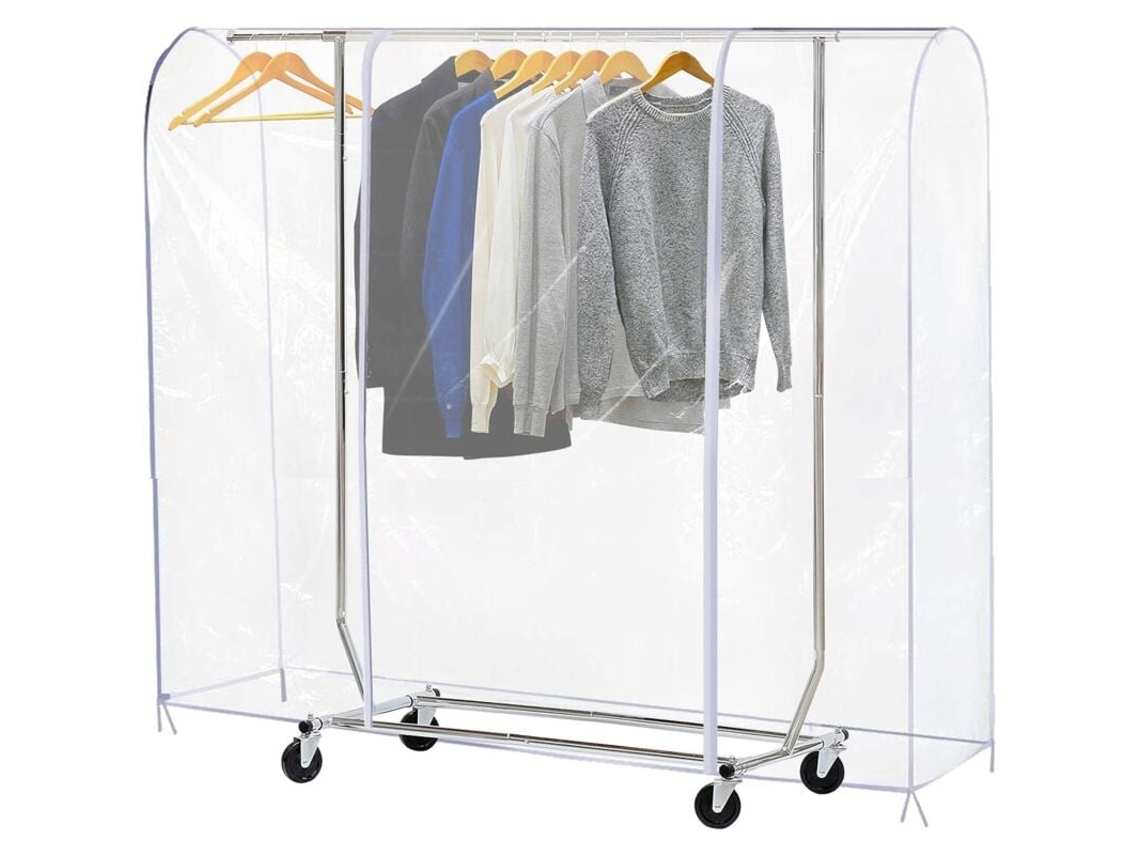Funda para perchero, transparente, antipolvo, con cremalleras resistentes y funda impermeable (180 x 50 x 150 cm)