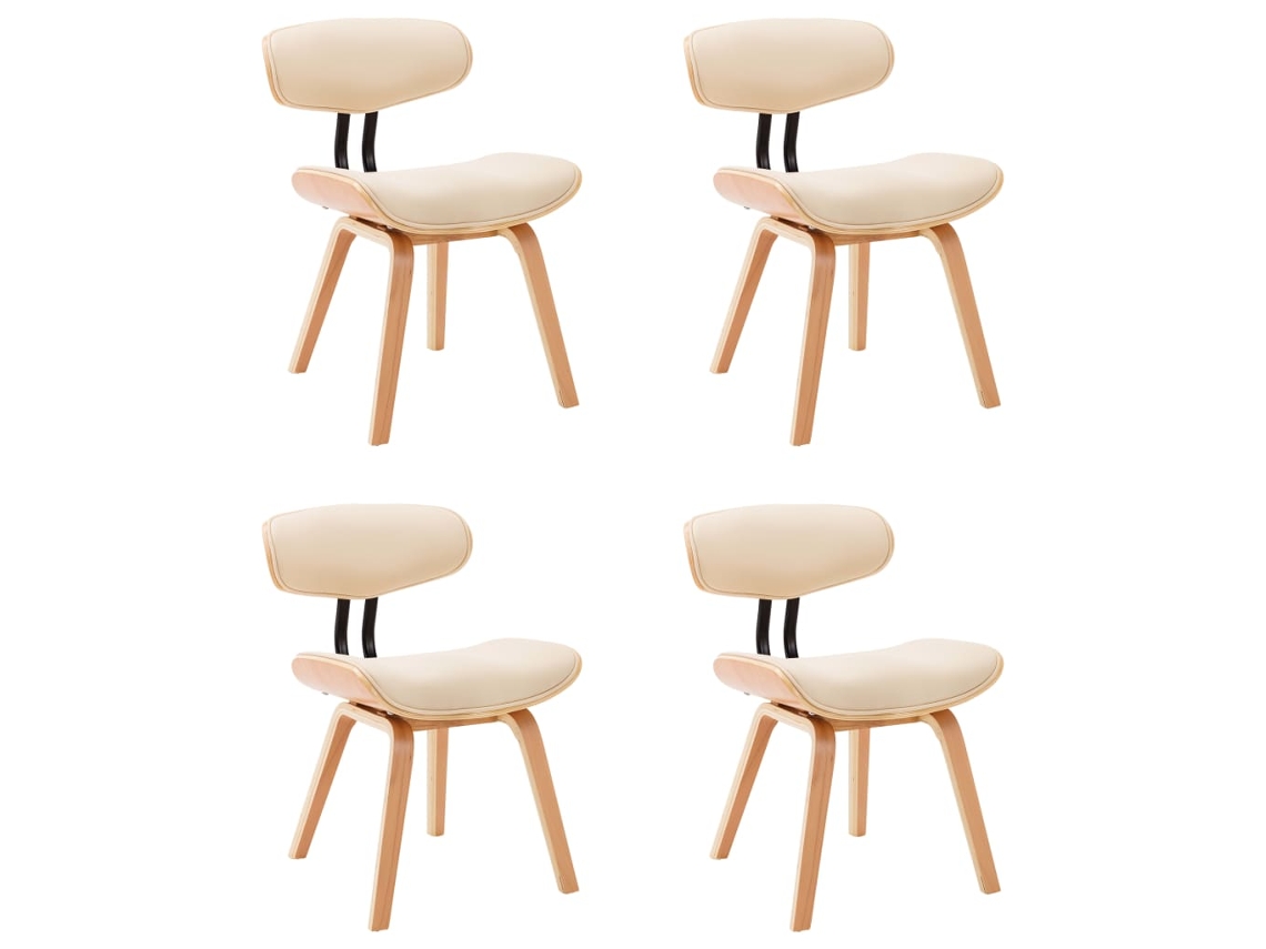 Maison Exclusive - Sillas De Comedor 4 Uds Madera Curvada Y Cuero Sintético Crema