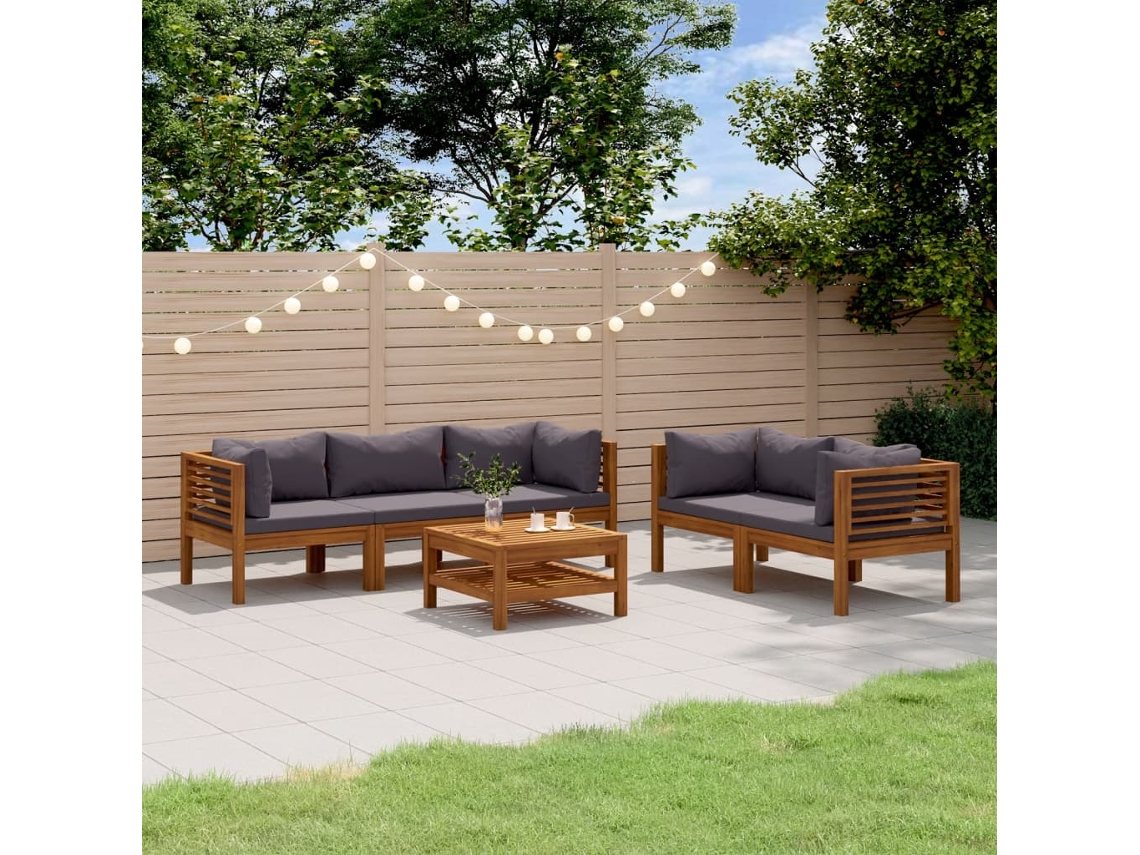 Conjunto de jardín de 2 piezas con cojines en madera maciza de acacia, Dkd Home Decor