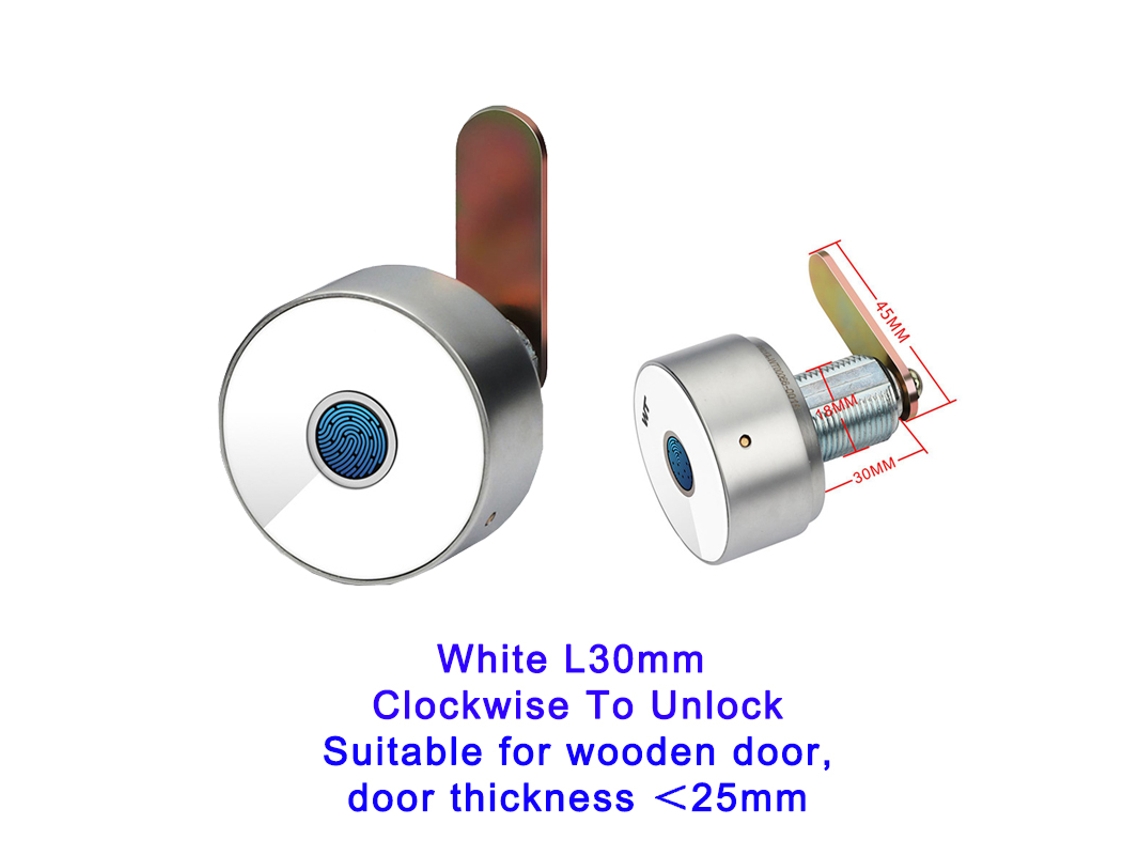 (blanco, L30 Mm) Cerradura Para Puerta De Gabinete Y Cajón Con Huella Dactilar Sin Llave, Tamaño Compacto