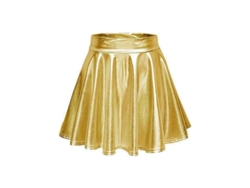 2026-falda Mini Plisada De Metalizado Brillo Alto Talle Flare Para Mujer Tallas S-xl Snngv