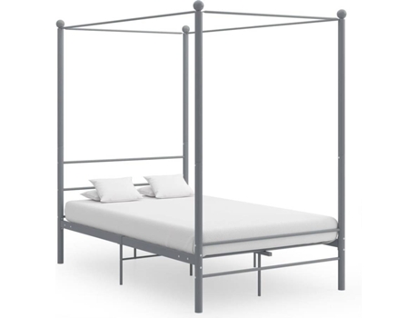 vidaXL Estructura de cama con dosel metal gris 140x200 cm