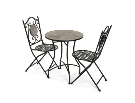 Conjunto de Mesa con 2 Sillas Versa Ivar Negro Metal 60 x 71 x 60 cm
