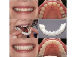 Juego 4pcs2 de dentaduras postizas de silicona superior e inferior, perfectas para hombres y mujeres, dientes postizos naturales temporales removibles
