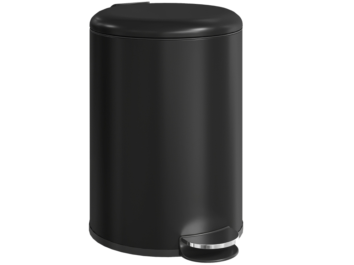 Cubo De Basura De Cocina De 20 Litros, Metálico, Antihuellas, Tapa Blanda, Color Negro.