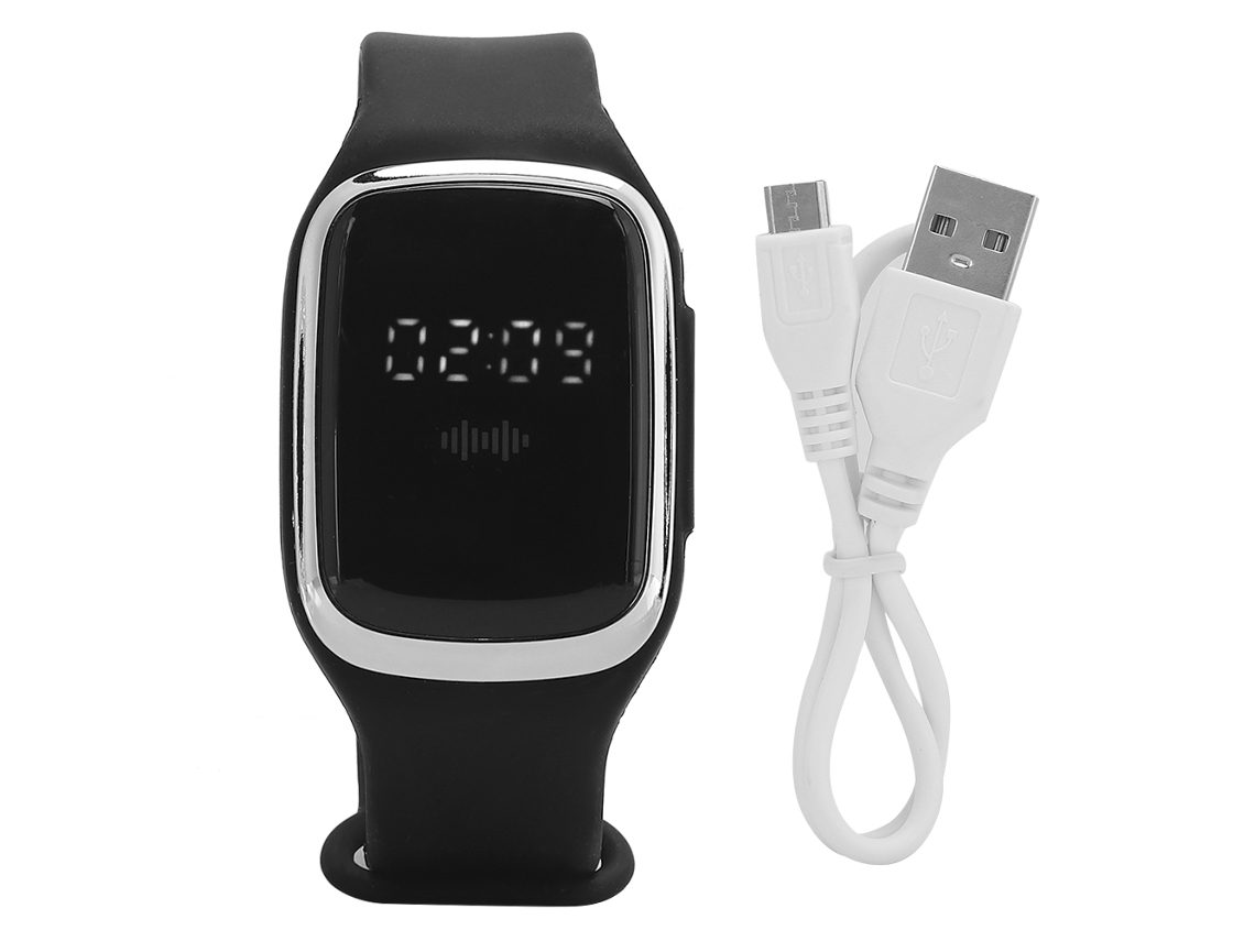 Pulseira Ultrassônica Repelente De Mosquitos Com Display De Hora Para Adultos E Crianças Preto