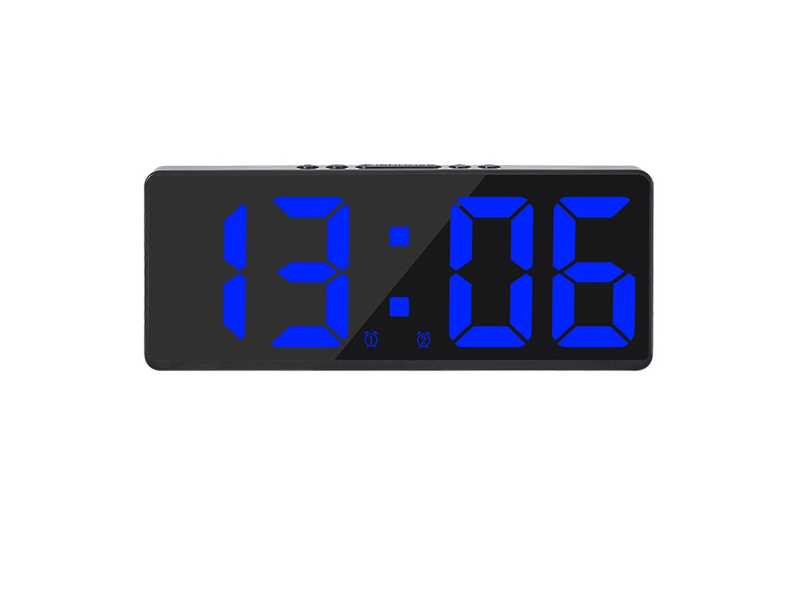 Reloj despertador digital para dormitorio, temperatura, brillo ajustable, control por voz RNEMITERY
