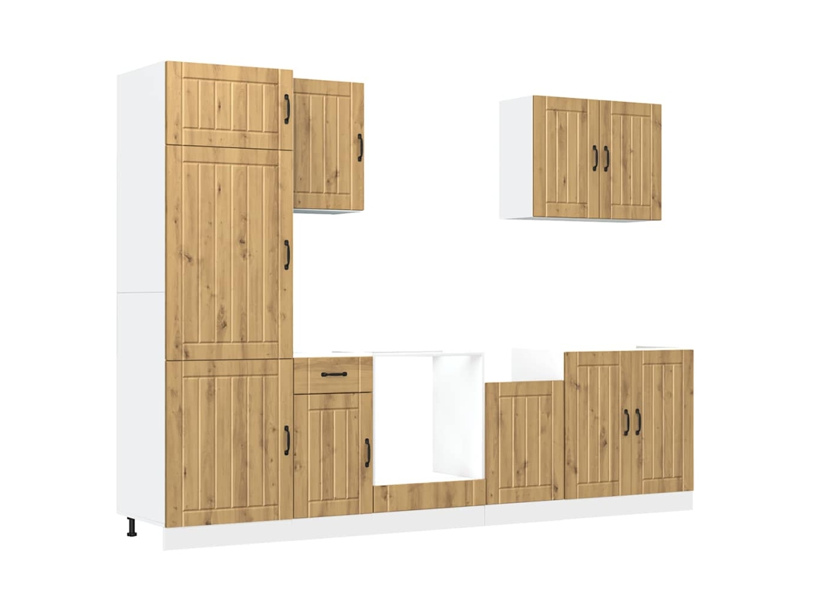 Juego de gabinetes de cocina de roble artesanal Lucca (7 piezas) EXCLUSIVO DE LA CASA