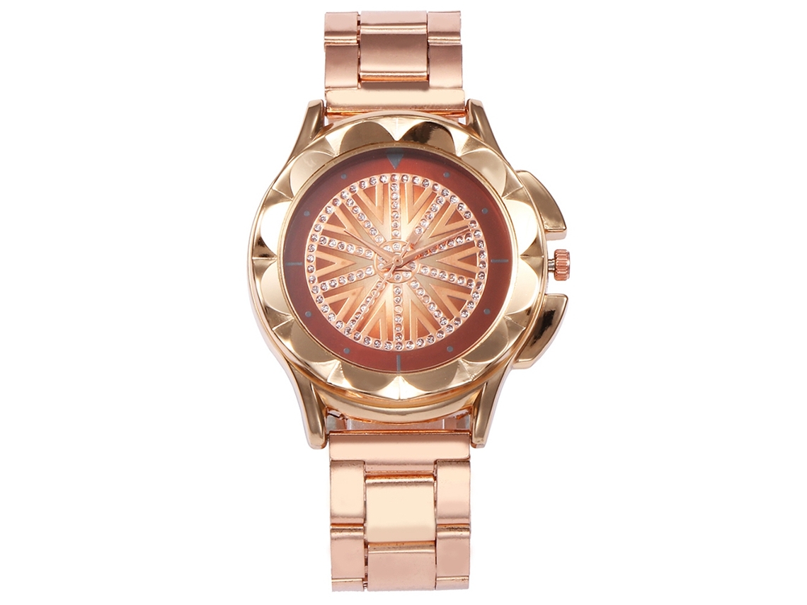 Reloj De Pulsera De Cuarzo Para Mujer Vansvar Con Diamantes De Imitación Y Esfera Redonda Marrón.