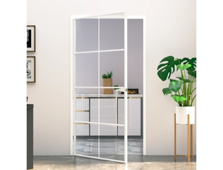MAISON EXCLUSIVE - Puerta interior vidrio templado y aluminio blanco 102x201,5 cm