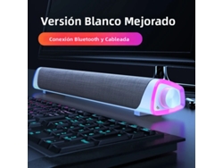 (ny White) Reloj De Espejo Con Altavoz Bluetooth Inalámbrico Usb Rgb Led Light