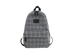 2026-mochila Escolar Linjou De Cuadros Clásico Negro Con Bolsillos Para Laptop 14'' Y Libros A4