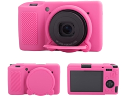 Tapa de silicona para objetivo HEXINYIGJLY para Ricoh GR III/GR IIIX, tapa extraíble, acceso para trípode, rosa fucsia.