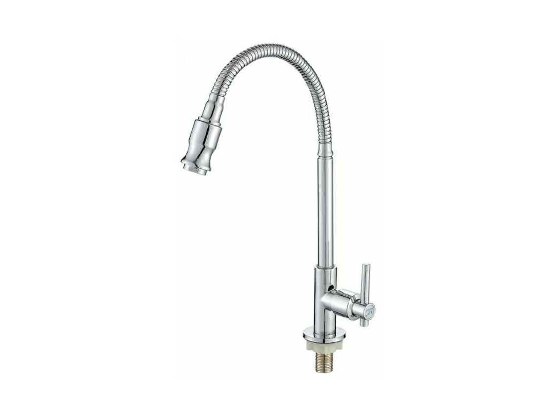 JILLIOPER Grifo de Cocina Exterior Robin 360° Giratorio Monomando para Agua Fría, Grifo para Fregadero Vertical de Cobre