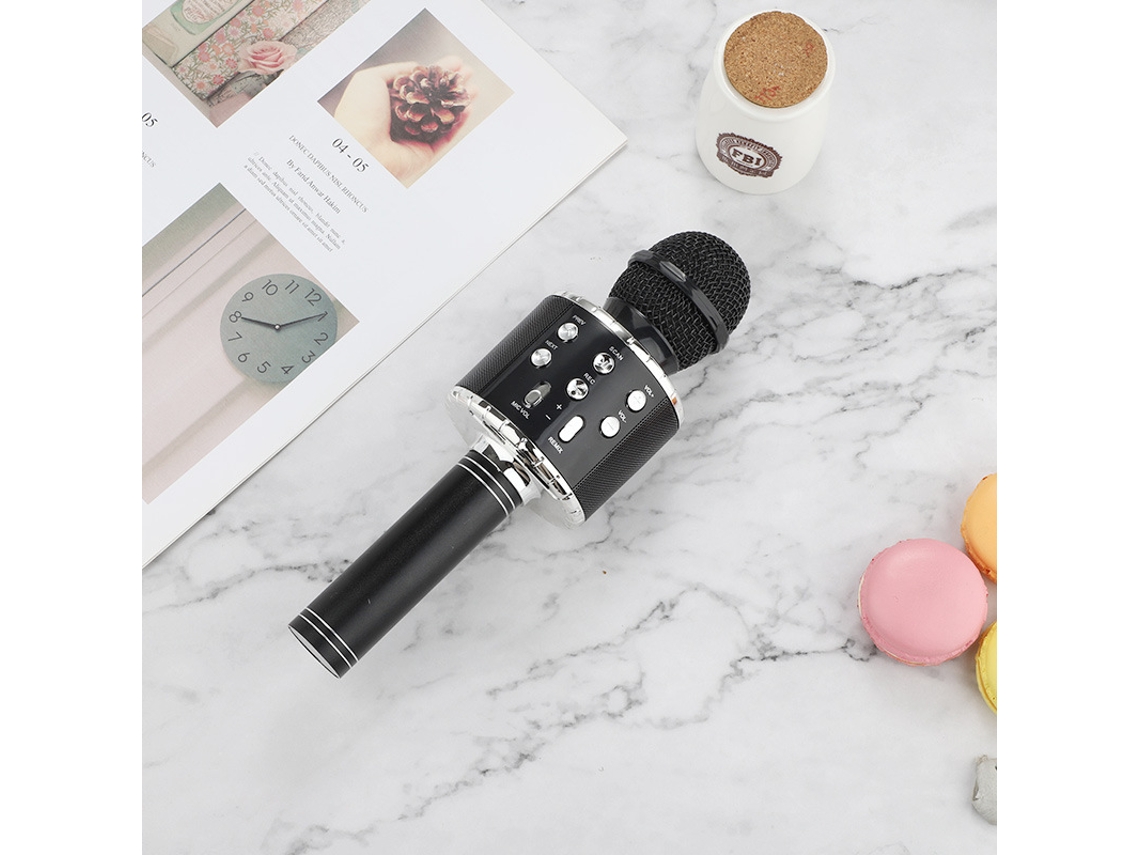 Ws88/L Micrófono Portátil Inalámbrico para Karaoke VEANXIN Micrófono con Altavoz USB para Niños Negro