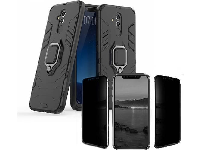 Kit Carcasa y Protector Privacy Huawei Mate 20 Lite Military Defender Negro