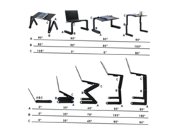 Soporte ajustable para portátil con ventiladores y alfombrilla para ratón.