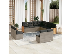 Conjunto de sofás de jardín de 11 piezas DKD Home Decor con cojines de mimbre gris