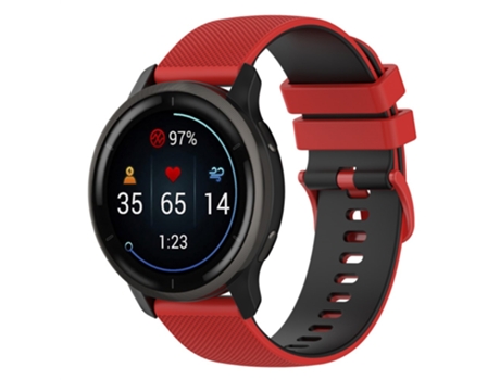Correa de Silicona textura rejilla colorido con hebilla 22mm para Garmin Vivoactive 4/Forerunner 255 - rojo/negro