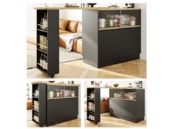 Aparador de comedor giratorio de 360° (Cuerpo principal 90 x 45 x 100 cm), moderno, sencillo, multifuncional, aparador giratorio con estantes y cristal