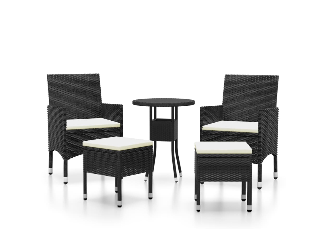 Maison Exclusive - Juego De Muebles De Jardín 5 Piezas Ratán Sintético Negro