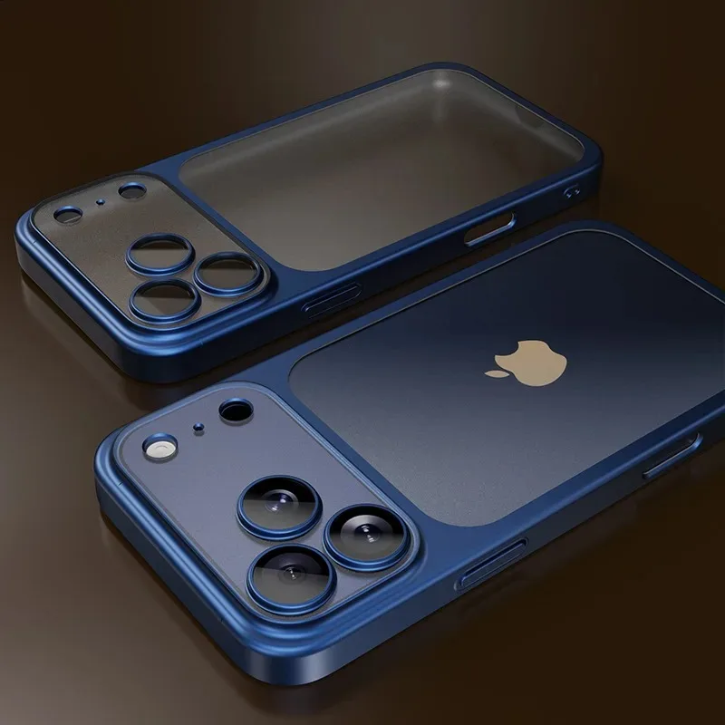 (iphone Air Azul) Funda Transparente Galvanizada Para Iphone, Protector De Lente De Tpu Suave.