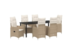 Maison Exclusive - Conjunto De Comedor De Jardín 7 Pcs Beige Ratán Sintético