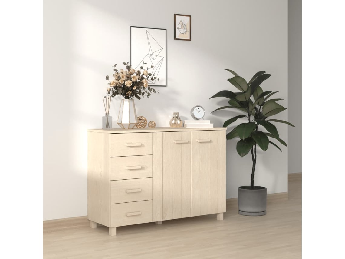 Aparador Hamar Madera De Pino Maciza Marrón Miel 113x40x80 Cm