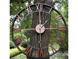 Relógio de jardim grande para exterior com numerais romanos em ferro para parede.