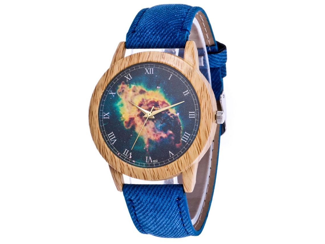 Reloj De Pulsera De Cuarzo Casual Unisex Zhoulianfa Con Cinturón De Jean Nebuloso Azul
