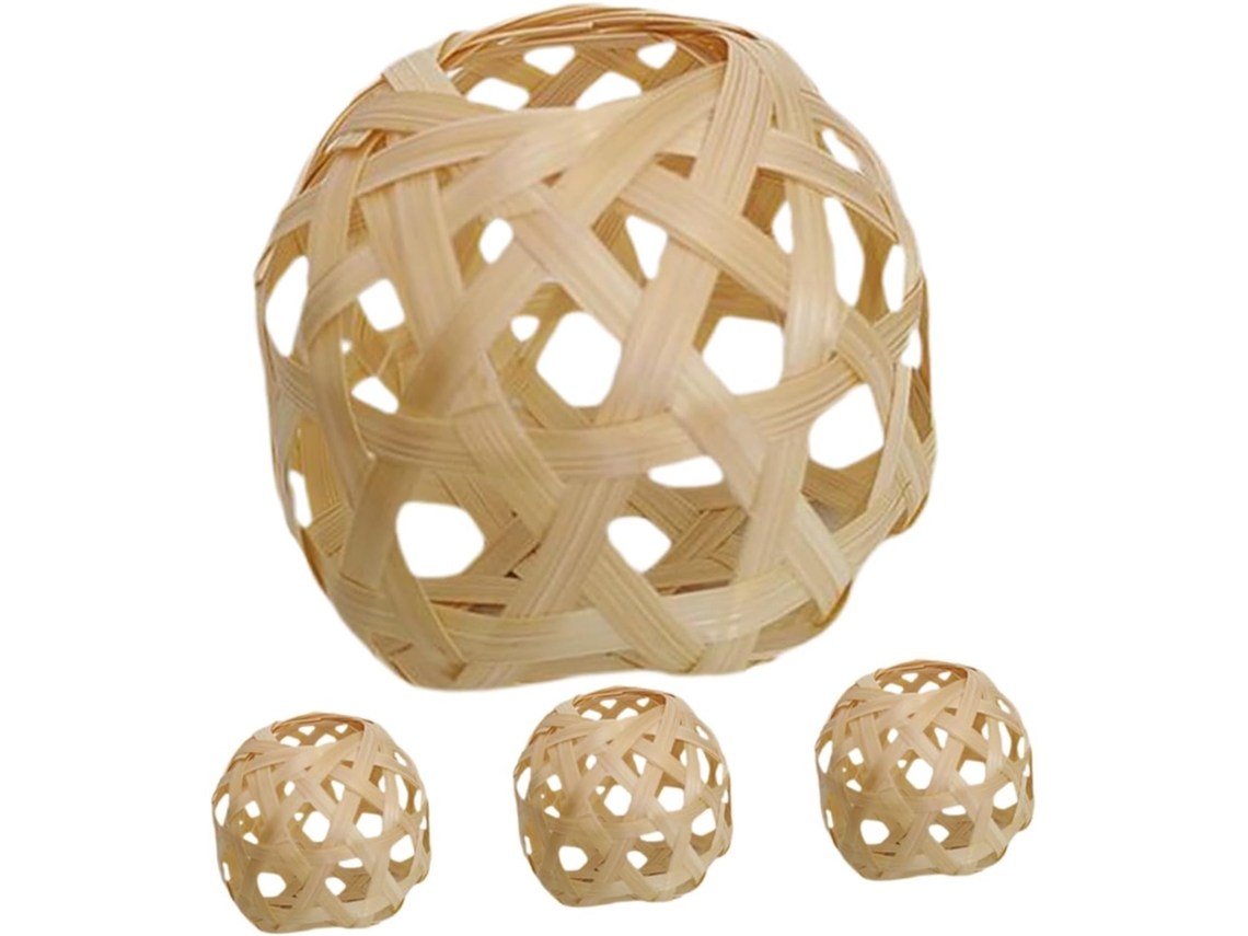 Juego De 4 Lámparas De Mesa Vintage De Bambú, 6x5 Cm