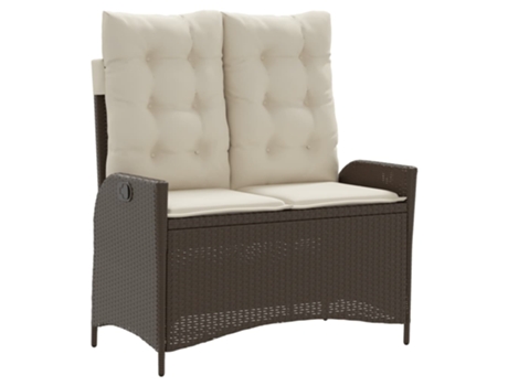 Sillón reclinable de jardín VIDAXL con cojines ratán sintético marrón