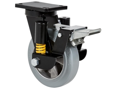 Rueda giratora placa fr.10hlsefn200-degb suspension goma gris elastica bolas ALEX
