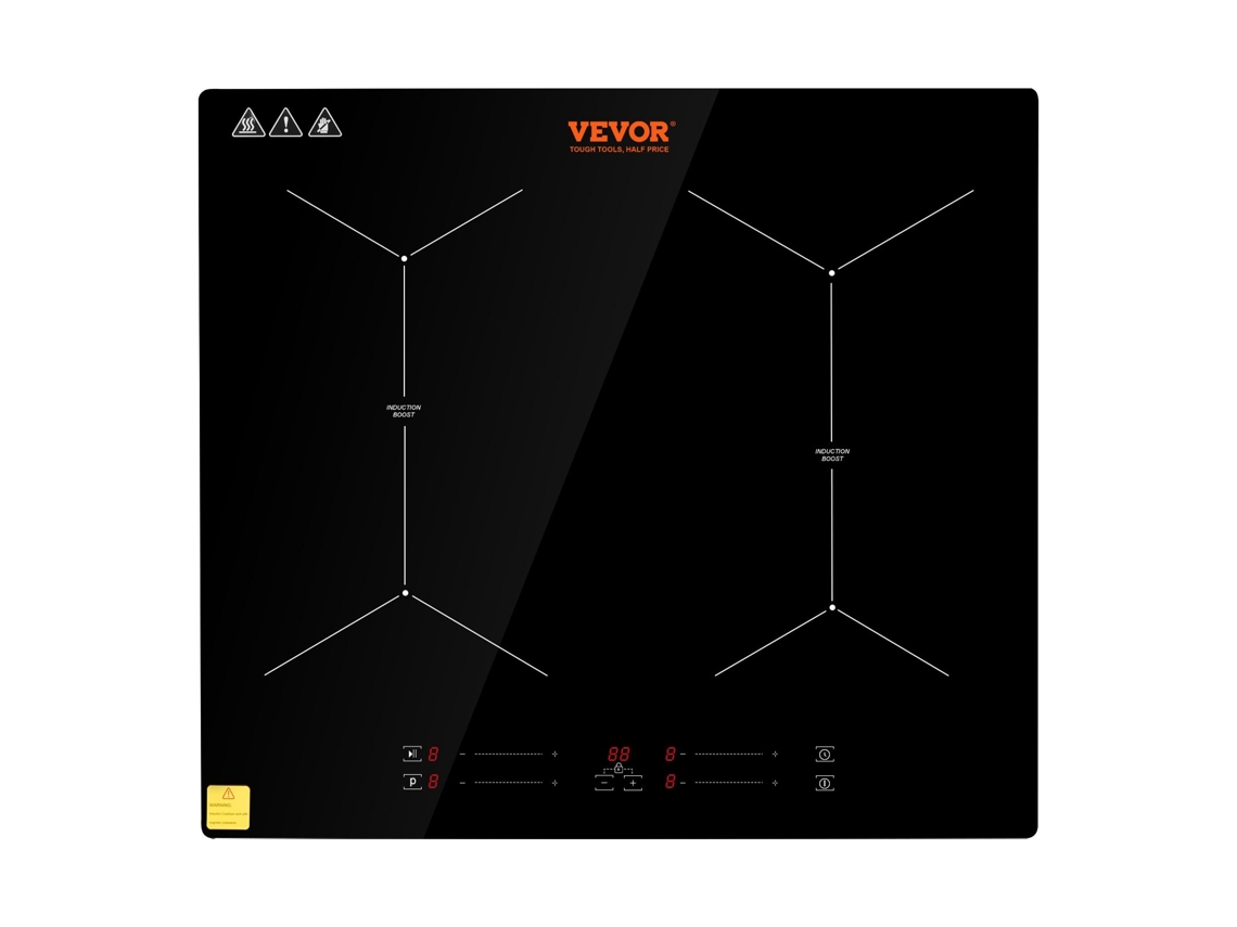 Cooktop eléctrico de 24 hornillas estufa de cristal de cerámica con control táctil de 4 pulgadas VEVOR