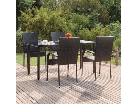 Conjunto 5 de comedor de jardín VIDAXL ratán sintético negro