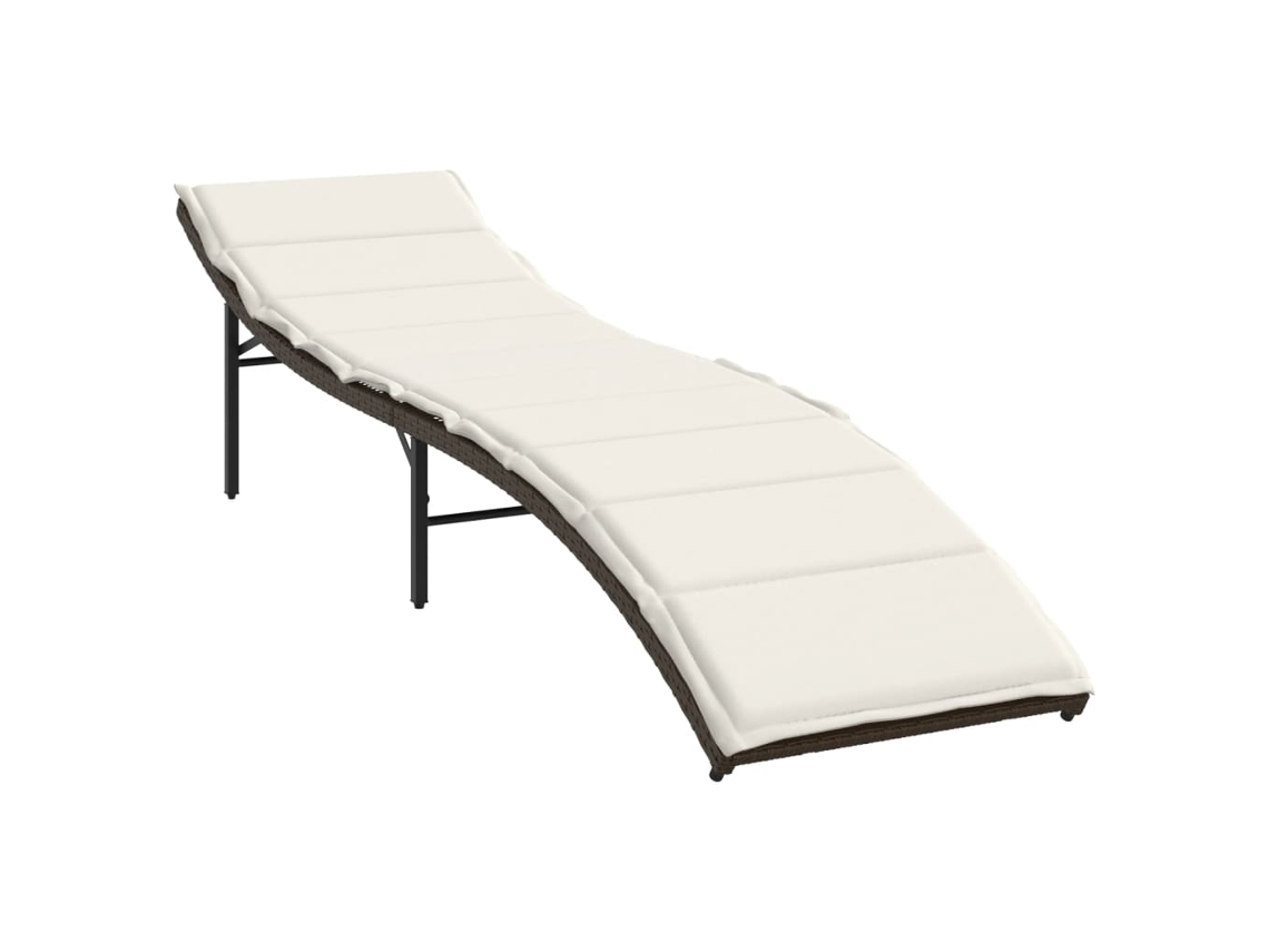 Sillón con cojín marrón y patas de mimbre MAISON EXCLUSIVE (55x199x50 cm)