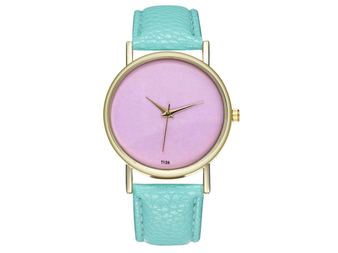 Relógio De Pulso Feminino Simples Elegante Analógico Quartz Pulseira Ouro Rosa Mostrador Verde